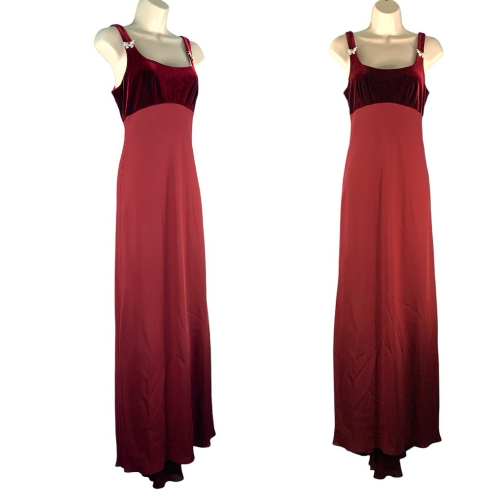 Vintage 90s Y2K Formal Romantic Dress With Velvet Bodice